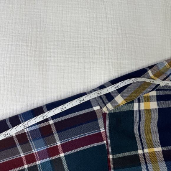 Viyella Plaid Button Down Shirt Blue Burgundy Men’s XL Cotton Wool Casual Preppy - Picture 11 of 14